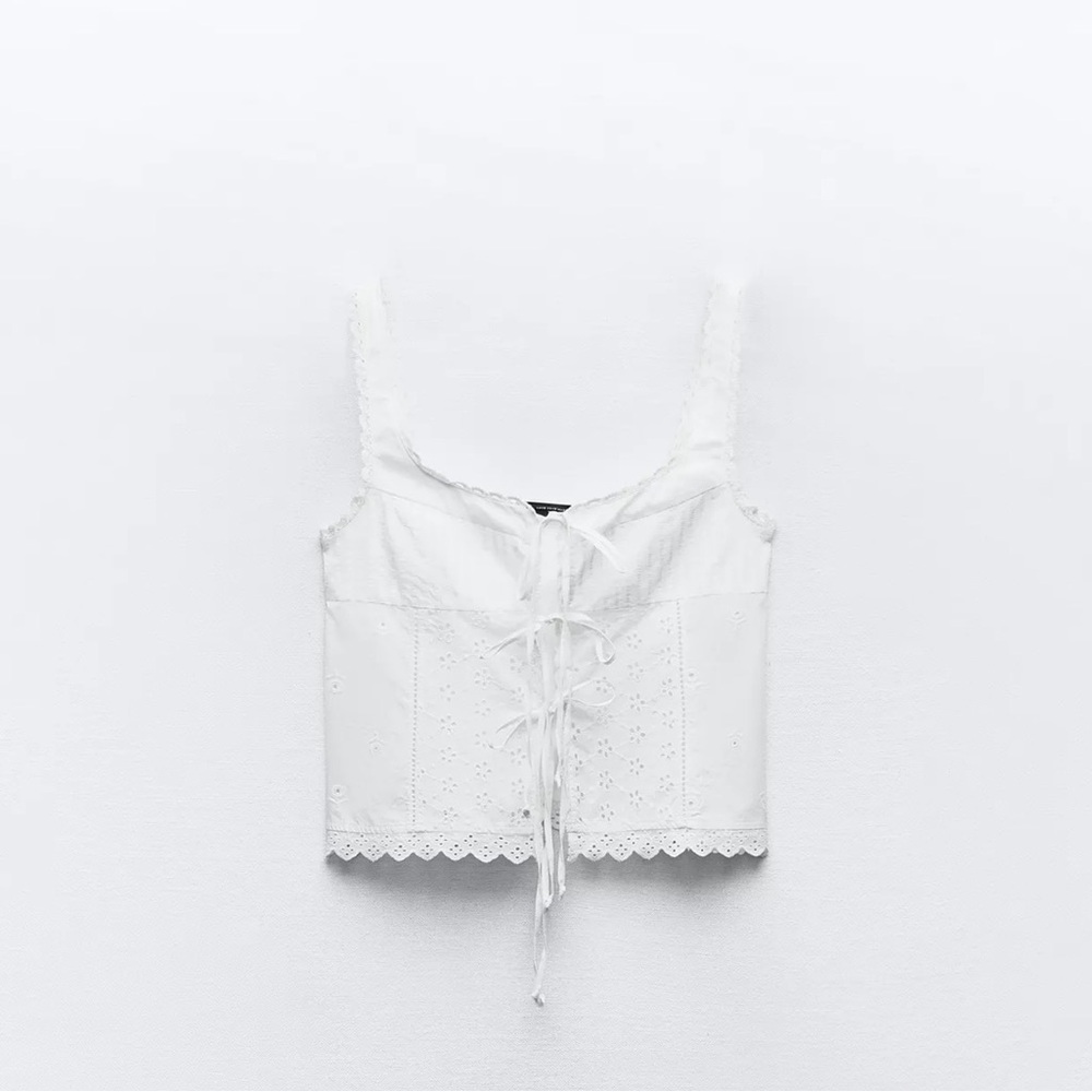 ZARA Embroidered Tied Top